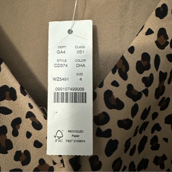 J.Crew Leopard Print Midi Dress Size 00 V-Neck Long Sleeve Quiet Luxury NWT - Picture 9 of 16